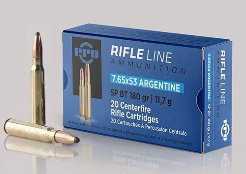 PPU Rifle Ammunition 7.65mm x 53 Argentine 180 gr SP 2542 fps 20/ct