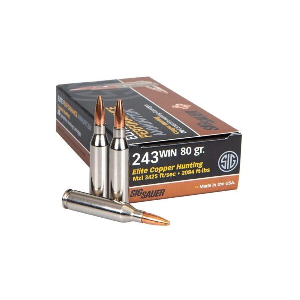 Sig Sauer Elite Copper Rifle Ammunition .243 Win 80gr HP 3425 fps 20/ct
