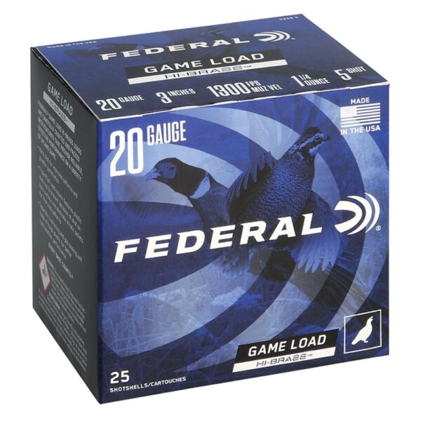 FEDERAL GAME-SHOK HI-BRASS LEAD SS 20GA 3" 3DR 1 1/4OZ 5 AMMO 25RD