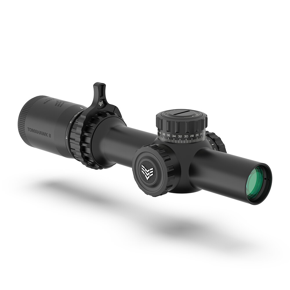 Swamp Fox Tomahawk II Rifle Scope 1-6x24 30mm SFP BDC Green Illuminated. Black