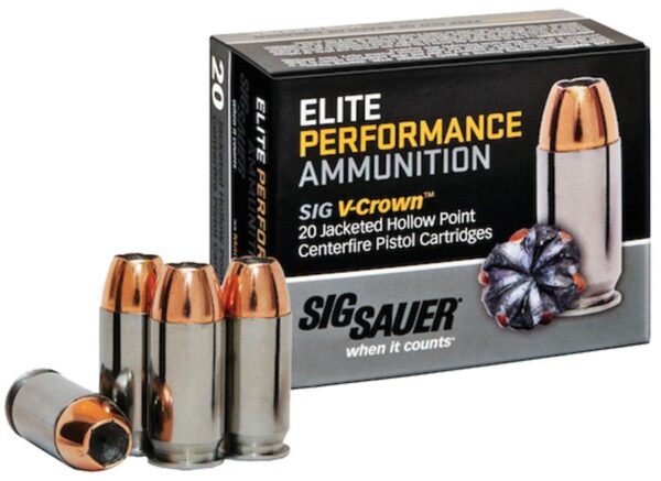 Sig Elite V-Crown Handgun Ammunition 9mm Luger 147 gr JHP 985 fps 20/ct
