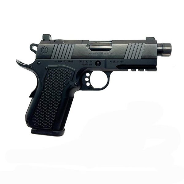 Alpha Foxtrot AF1911-S15 AMBI-BOB Handgun 9mm Luger 15rd Magazine 3.5'' Threaded Barrel Optic Ready DLC Black