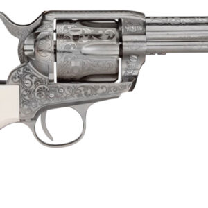 Taylors & Company 200058 1873 Cattleman Outlaw Legacy 357 Mag Caliber with 4.75" Barrel, 6rd Capacity Cylinder, Overall Nickel Engraved Finish Steel & Ivory Synthetic Grip