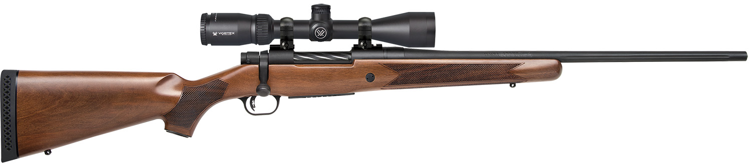 Mossberg 27942 Patriot  30-06 Springfield Caliber with 5+1 Capacity, 22" Fluted Barrel, Matte Blued Metal Finish & Walnut Stock Right Hand (Full Size) Includes Vortex Crossfire II 3-9x40mm Scope