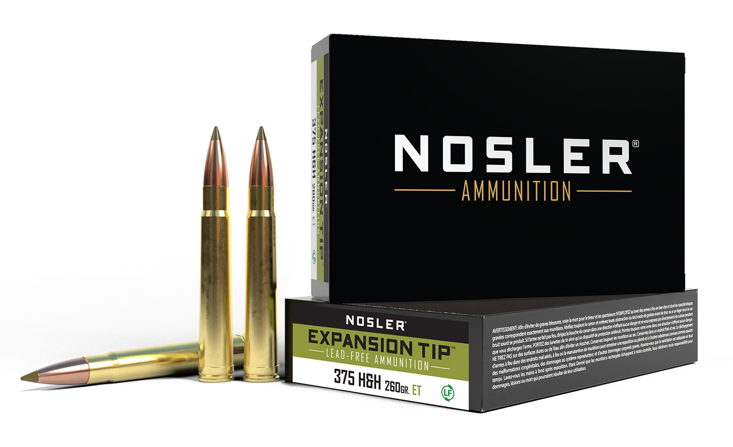 Nosler 40395 E-Tip  375H&HMag 260gr E Tip Boat Tail 20 Per Box/10 Case
