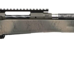 Camouflaged hunting rifle isolated on white background.