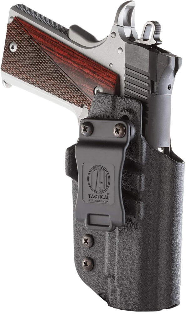 1791 Gunleather TACIWB1911BLKR Tactical Kydex  IWB Black Kydex Belt Clip Fits 1911 Government