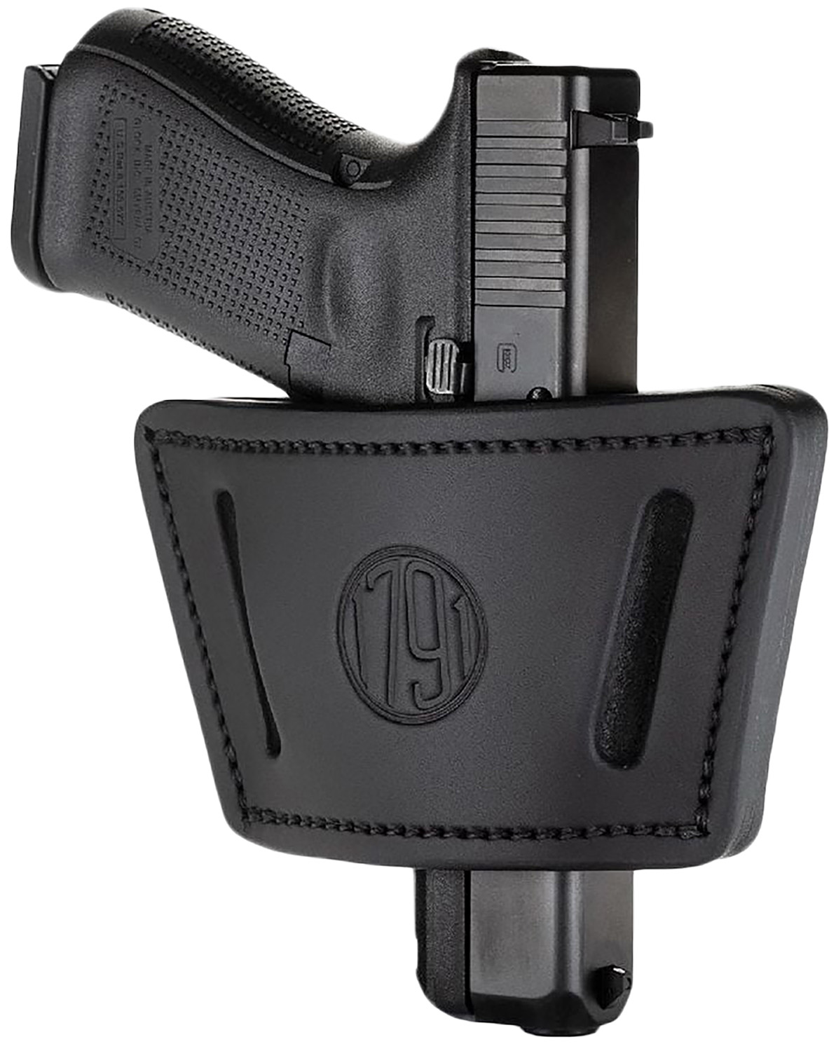 1791 Gunleather UIWXSBLA UIW Max  IWB/OWB Black Leather Belt Clip Fits Most Mid-Large Frame Autos with Rail, Laser & Light Ambidextrous