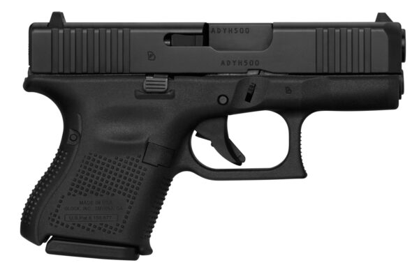 Glock UA265S201 G26 Gen5 Sub-Compact 9mm Luger 10+1 3.43" Black GMB Barrel, Black nDLC Serrated Slide, Black Polymer Frame, Black Textured w/Interchangeable Backstrap Grip, Ambidextrous, USA Made