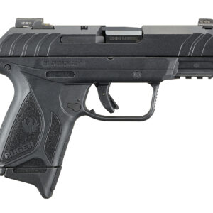 Black handgun with textured grip