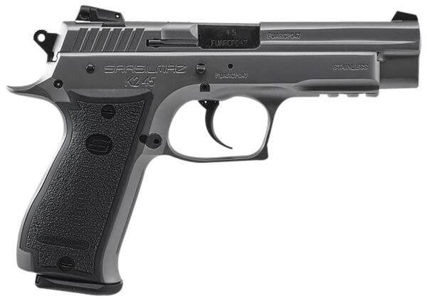 SAR USA K245ST10 K2  45 ACP Caliber with 4.70" Barrel, 10+1 Capacity, Overall Stainless Finish Steel, Picatinny Rail/Beavertail Frame, Serrated Slide & Black Polymer Grip