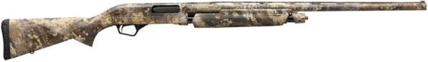 Camouflage pump-action shotgun side view