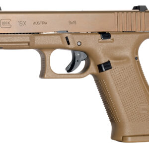 Glock PX1950701 G19X  Compact 9mm Luger 10+1 4.02" Black GMB Barrel, Coyote nPVD Serrated Slide, Coyote Brown Cerakote Polymer Frame w/Accessory Rail, Coyote Brown Textured Polymer Grip Ambidextrous