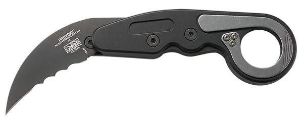 CRKT 4040V Provoke  2.41" Folding Hawkbill Veff Serrated Black TiCN D2 Steel Blade, Black Aluminum Handle, Includes Pocket Clip