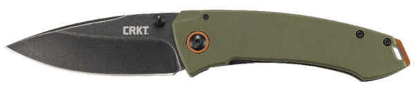 CRKT 2520 Tuna  3.22" Folding Plain Stonewashed 8Cr14MoV SS Blade Black/Green G10/SS Handle Includes Pocket Clip