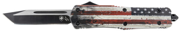 Templar Knife LWUS231 Wood US Flag Gen II Large 3.50" OTF Tanto Plain Black 440C SS Blade Painted Wood Grain US Flag Zinc Aluminum Alloy Handle Features Glass Breaker/Pocket Clip