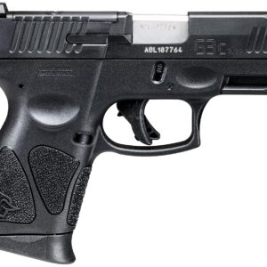Compact black handgun side view