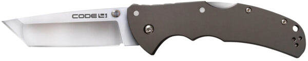 Cold Steel CS58PT Code 4  3.50" Folding Tanto Plain Satin Polished S35VN SS Blade/Anodized Gun Metal Gray Aluminum Handle Includes Pocket Clip