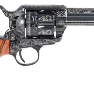 Engraved revolver with wooden grip
