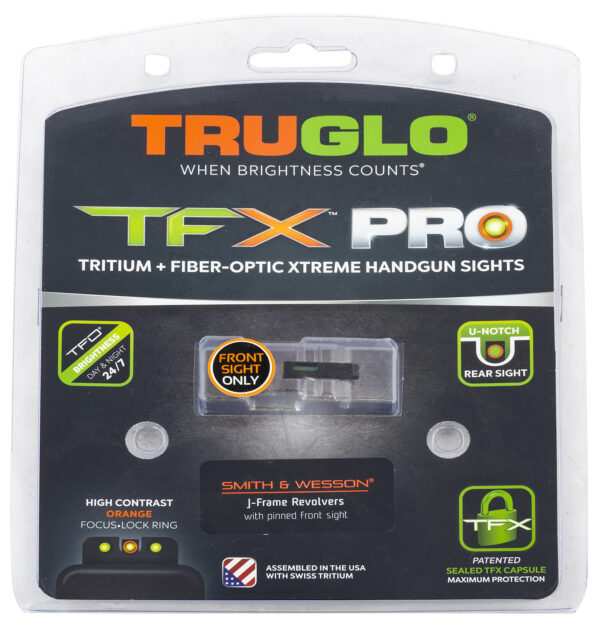TruGlo TGTG13SJ1PC TFX Pro  Black | Green Tritium & Fiber Optic Orange Outline Front Sight