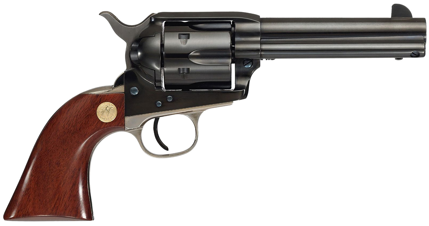 Cimarron MP410B1401 Pistoleer  45 Colt (LC) 6 Shot 4.75" Blued Steel Barrel, Cylinder & Frame, Wide Front Sight, Nickel-Plated Back Strap & Trigger Guard, Walnut Grip
