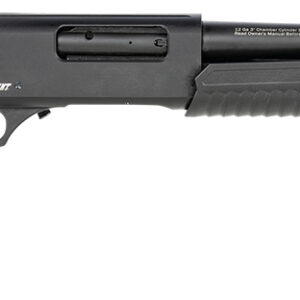 Black tactical shotgun, side view