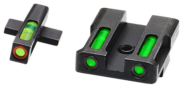 HiViz XDN521 LiteWave H3 Sight Set for Springfield XD Green Tritium Orange Outline Front Sight-Green Fiber Optic Rear Sight
