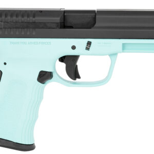 Mint green and black pistol side view