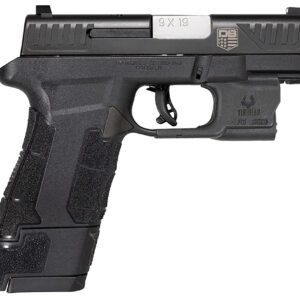 Black handgun with textured grip
