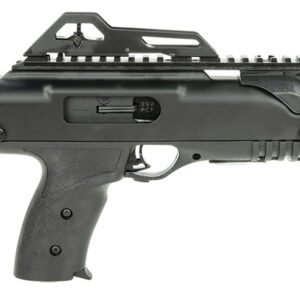 Black tactical rifle with adjustable stock