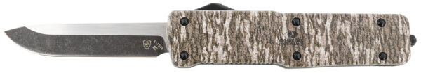 Templar Knife LZMOB321 Premium Weighted Large 3.55" OTF Drop Point Plain Black Oxide Stonewashed Powdered D2 Steel Blade/5.25" Mossy Oak Bottomland Aluminum Zinc Alloy Handle