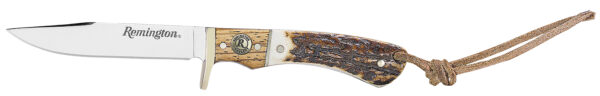 Remington Accessories 15655 Guide Jr. 6.50" Fixed Skinner Stainless Steel Blade, Stag Bone Handle w/Remington Shield, Nickle Silver Bolsters, Includes Sheath