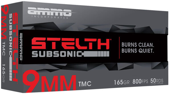 Ammo Inc 9165TMCSTL stelTH  9mm Luger 165gr Total Metal Case 50 Per Box/20 Case