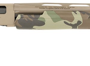 Camouflage pump-action shotgun side view