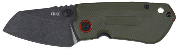 CRKT 6277 Overland  Compact 2.24" Folding Plain Stonewashed D2 Steel Blade, Green w/Orange Accents G10/SS Handle, Includes Pocket Clip