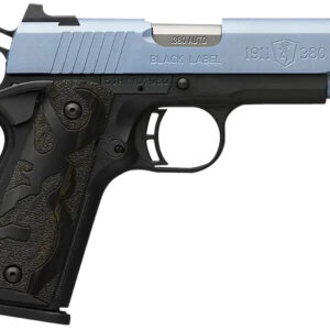 Browning 051990492 1911-380 Black Label Compact Frame 380 ACP 8+1, 3.63" Matte Stainless Steel Barrel, Polar Blue Cerakote Serrated Stainless Steel Slide, Matte Black Polymer Frame w/Beavertail