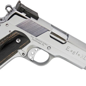 Iver Johnson Arms EAGLEXLC45 Eagle XL Deluxe 45 ACP 6" Steel Ported Barrel/ Bright Polish Chrome Serrated w/Ports Slide & Steel Frame w/Beavertail Diamondwood Walnut w/Integrated Logo Grips Right Hand