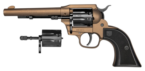 Revolver with interchangeable cylinder component.