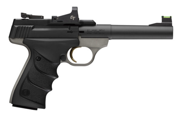 Browning 051591490 Buck Mark Practical w/Optic 22 LR 10+1 5.50" Matte Blued Tapered Bull Barrel, Matte Gray Serrated Slide, Matte Gray Aluminum Frame, Crimson Trace Red Dot