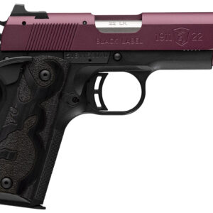 Browning 051062490 1911-22 Black Label Compact Frame 22 LR 10+1 3.63" Matte Stainless Steel Barrel, Black Cherry Cerakote Serrated Steel Slide, Matte Black Polymer Frame w/Beavertail