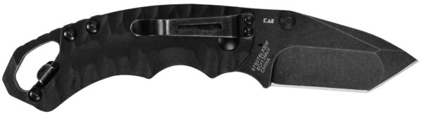 Black folding pocket knife with clip and opener