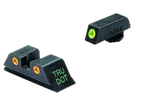 Meprolight USA 102223301 Tru-Dot  Green Tritium White Outline Front Sight-Orange Tritium White Outline Rear Sight Glock 10 mm/.45 ACP