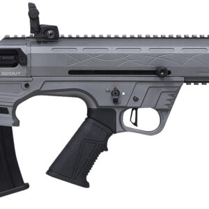 Gray tactical semi-automatic rifle with magazine inserted.