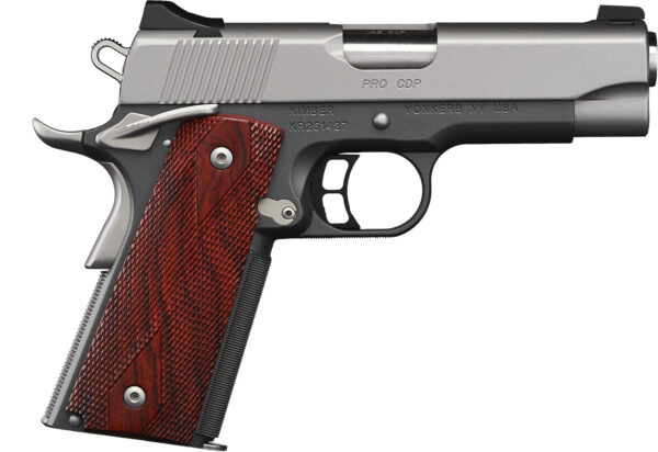 Kimber Mfg.,inc 3000243 Pro CDP 45 ACP 7+1 4" Satin Silver/KimPro II Front Serrations Charcoal Gray/KimPro II Rosewood Grip