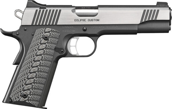 Kimber Mfg.,inc 3000239 Eclipse Custom 10mm 8+1 5" Charcoal Gray Brushed-Polished Flats Stainless Steel Slide Front strap checkering G-10 Grip