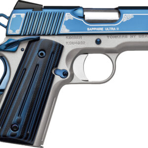 Kimber Mfg.,inc 3200362 Sapphire Ultra II 45ACP 8+1 3" Bright Blue PVD Coating Stainless Steel Slide Satin Silver G10 Grip