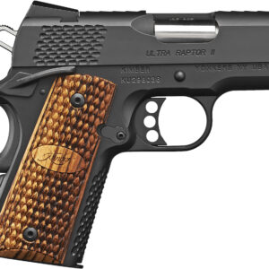 Kimber Mfg.,inc 3200378 Ultra Raptor II 45 ACP 7+1 3" Back Cut Serrations Steel Slide Matte Black Round Heel Zebrawood w/ Scale Pattern and Kimber Logo Grip