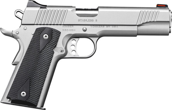 Kimber Mfg.,inc 3200007 Stainless II Club Bundle 45ACP 7+1 5" Satin Silver Front Serrations Stainless Steel Slide Black Synthetic Grip