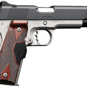 Kimber Mfg.,inc 3200387 Custom II Two-Tone LG 45 ACP 7+1 5" Brushed Polished Black Brush Polished Small Rosewood Checkered Grip