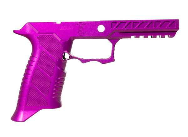 Purple pistol frame, textured grip, lightweight design